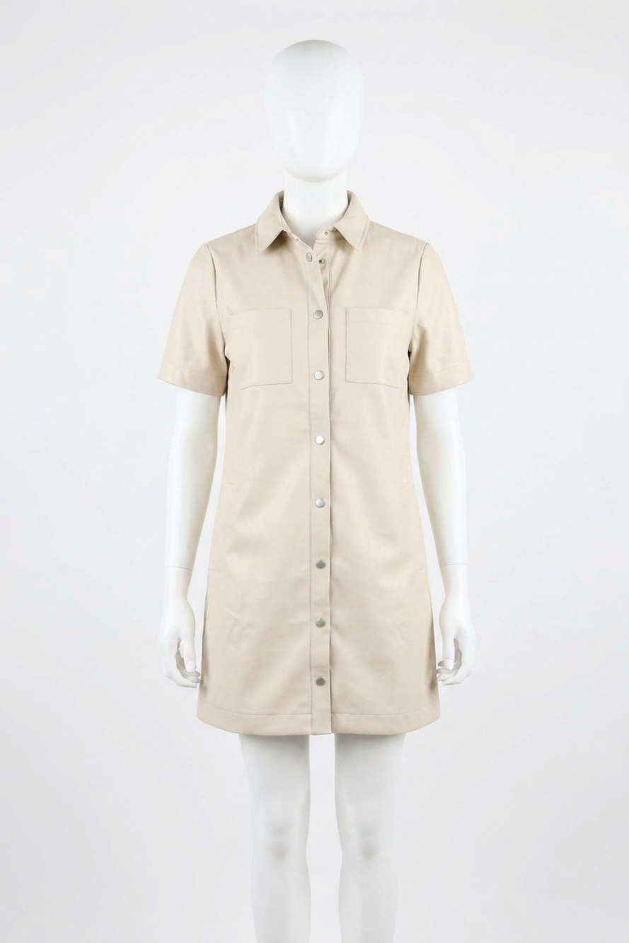 NEW FATE amanda faux leather dress in tan